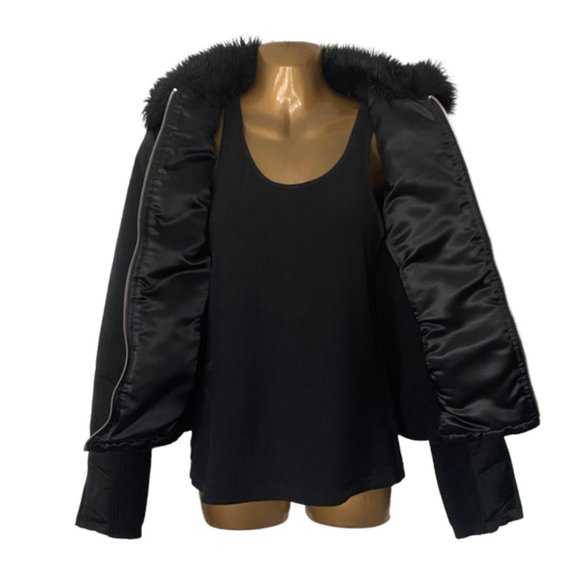 90s Black Fitted Bomber Puffer Jacket | G-Brand Black Short Jacket - Picture 3 of 13